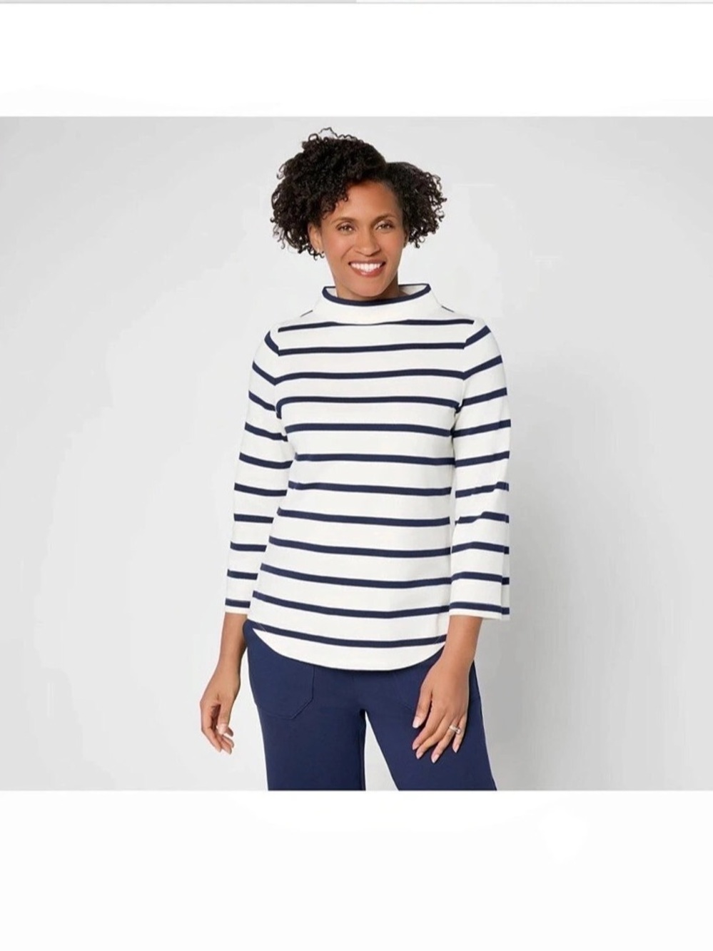 Martha Stewart Signature Reg Skylands Knit Bracelet Sleeve Top, Size Small